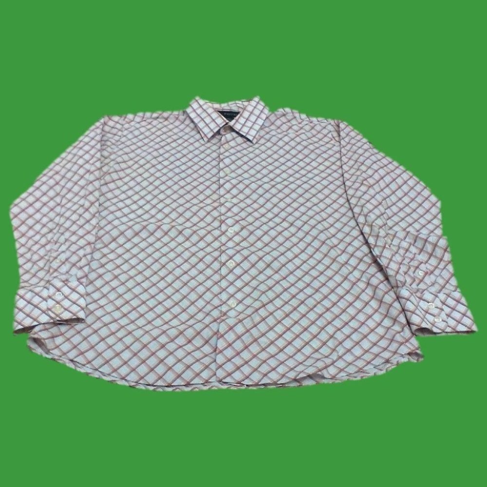 J Ferrar Men's Shirt Long/S Dress Diamond Check Red/Brown/Orange/Tan Siz… - Picture 13 of 16